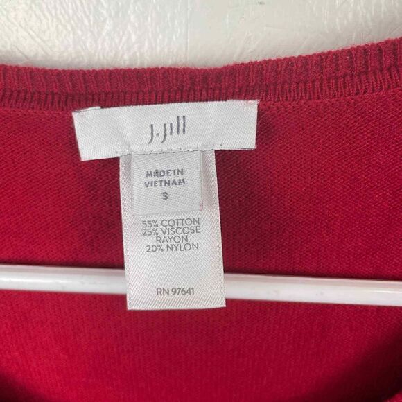 J. Jill‎ Red Knit Sweater Tunic Dress Size S Cotton Viscose/Rayon Nylon - Picture 2 of 7